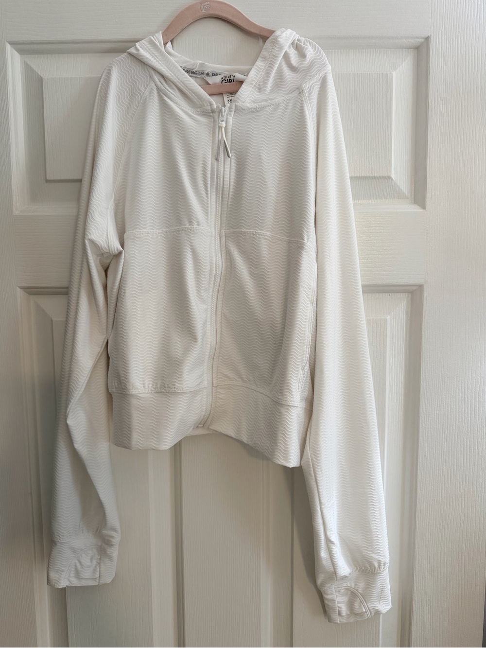 Athleta Girls 16 Lightweight White Hooded Zip-Up Jacket